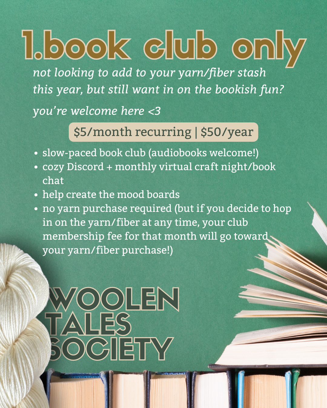 Woolen Tales Society // Book Club ONLY (no yarn/fiber)
